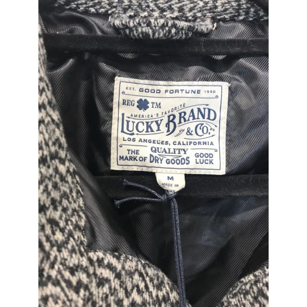 Lucky Brand Grindle Four Pocket Jacket Mens M Gray Black Utility‎ Wool Blend-NEW
